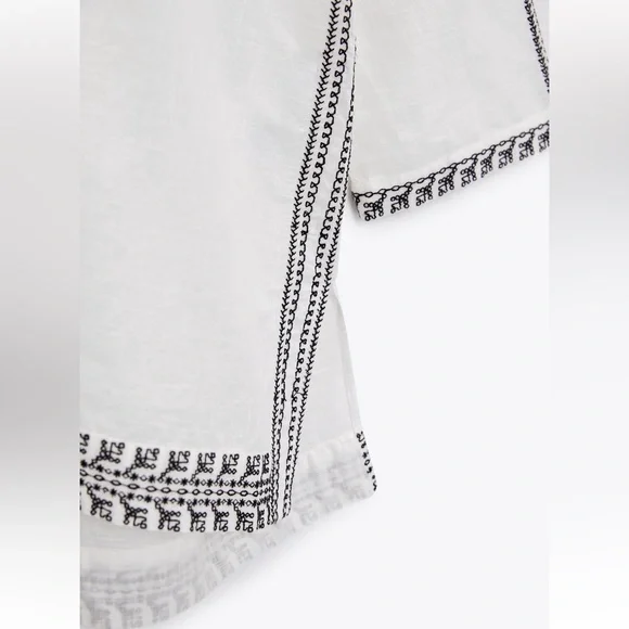 Zara EMBROIDERED TUNIC DRESS. Oyster White. Sizes L, XL. New with Tags. - Picture 9 of 9